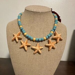 RARE  🦄 VINTAGE FLYING COLORS STARFISH CERAMIC NECKLACE